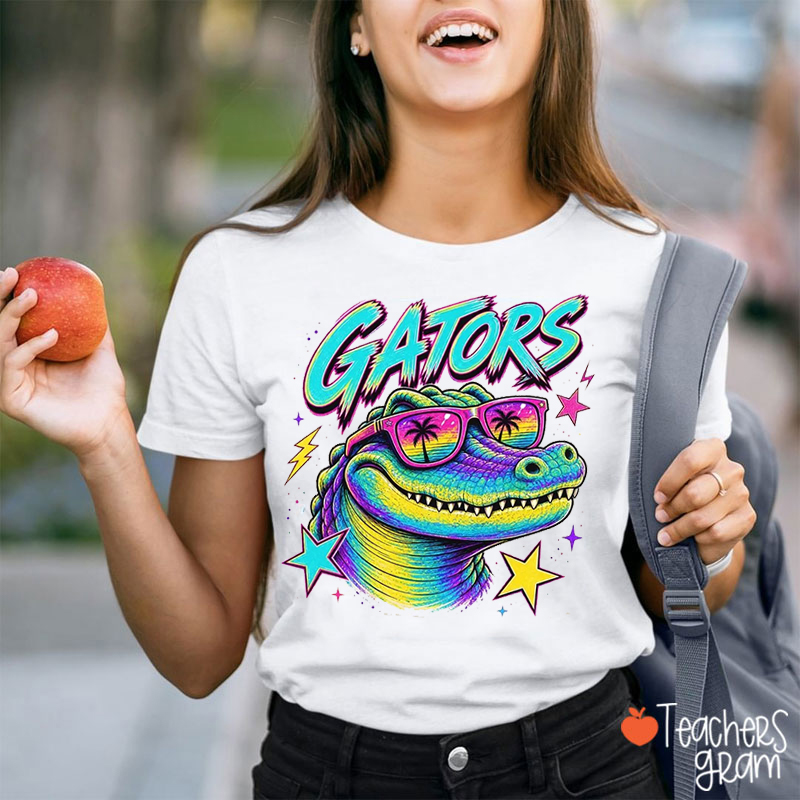 Personalized Mascot Retro Neon Sunglass Animal Comfort Colors Teacher T-Shirt