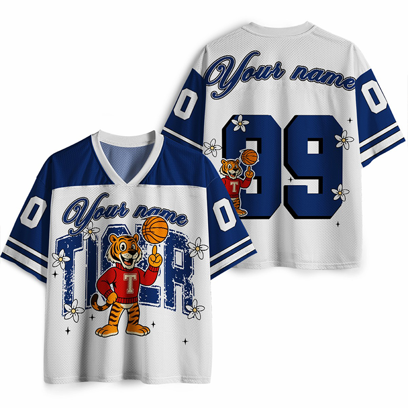 Personalized Name And Number Tiger Play Ball Teacher Mesh Jersey