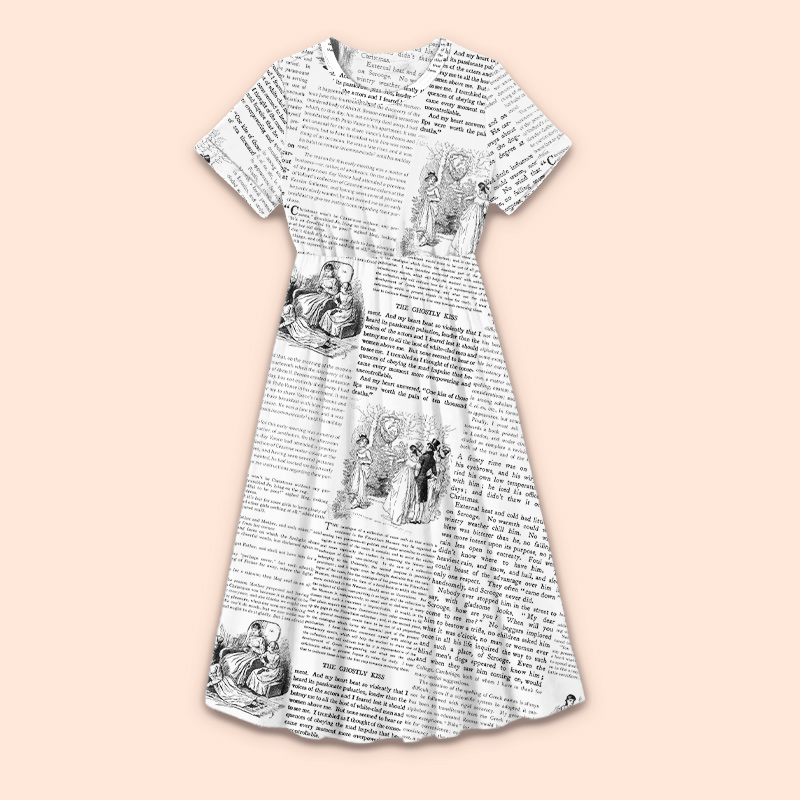 Retro Design Little Women Chapter Teacher Printed Dress