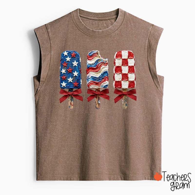 Patriotic Popsicle Teacher Washed Tank Top