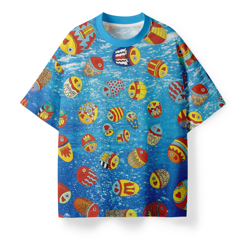 Colorful Fish Summer Vibes Teacher Eco Oversized Graphic T-Shirt