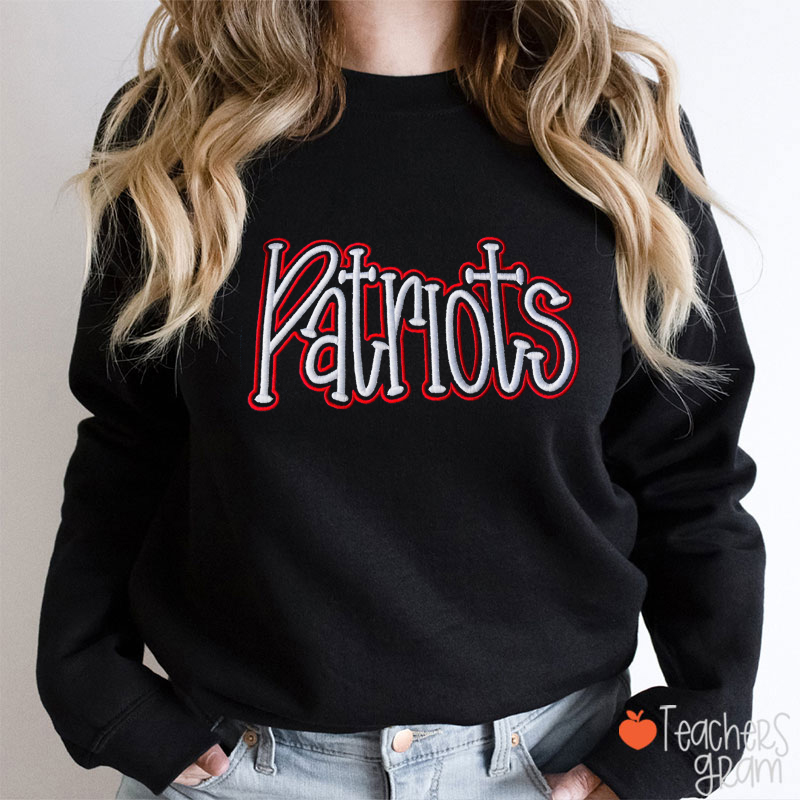 Personalized Patriots Mascot Puff Print Teacher Sweatshirt