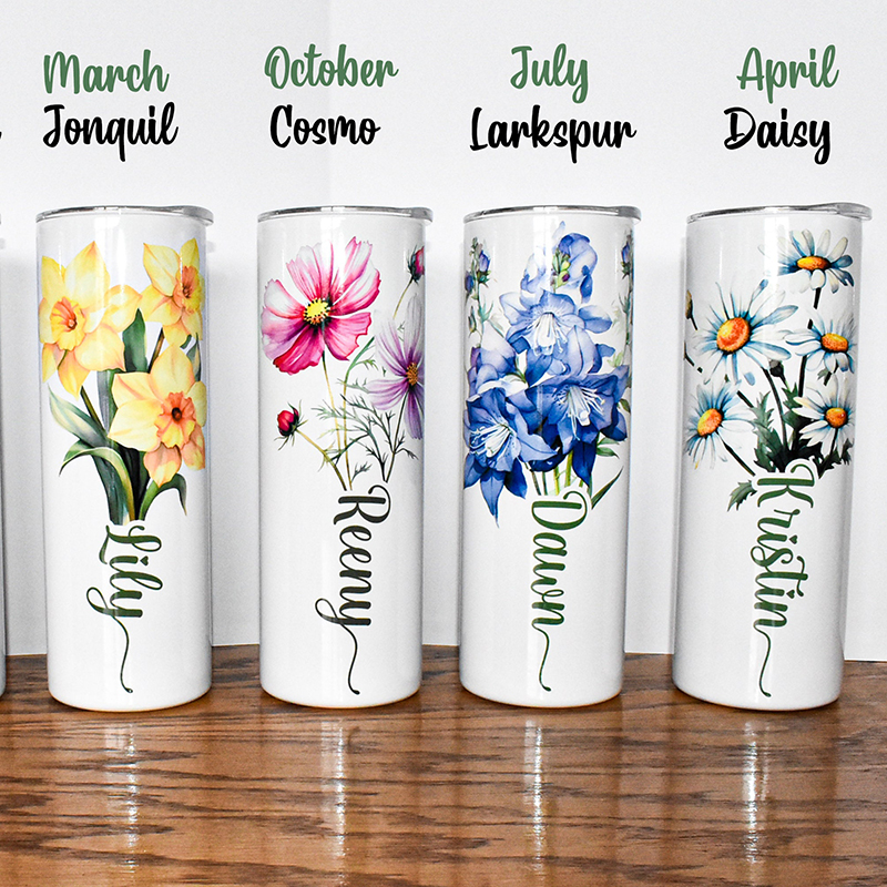 Personalized Name Birth Flower Teacher Tumbler