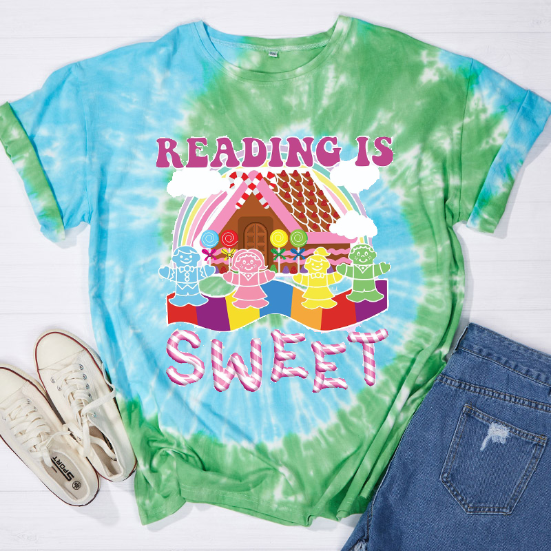 Reading Is Sweet Teacher Tie-dye T-Shirt