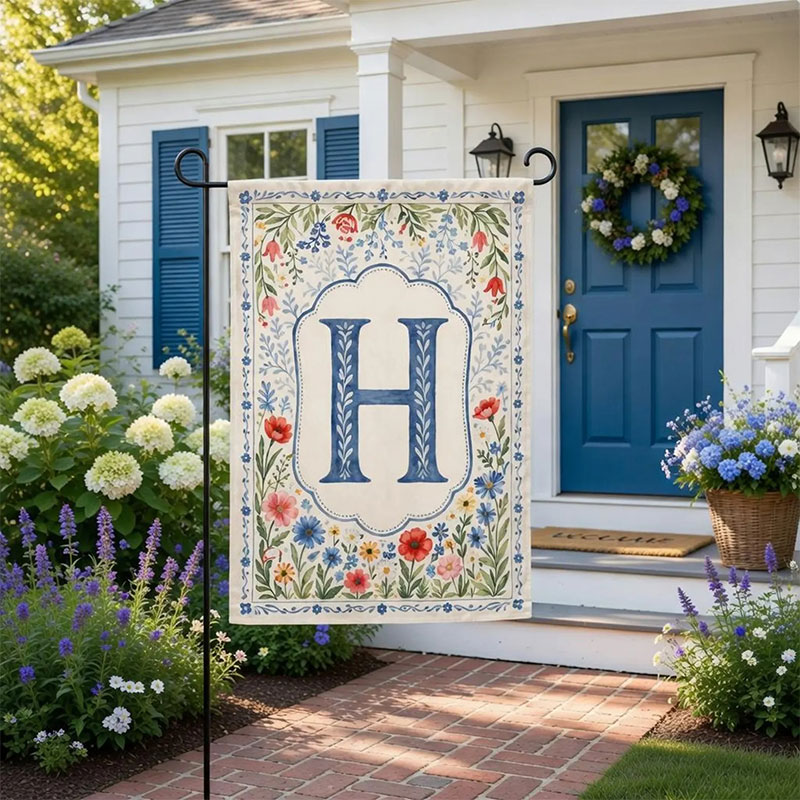 Personalized Wildflower Border Teacher Garden Flag