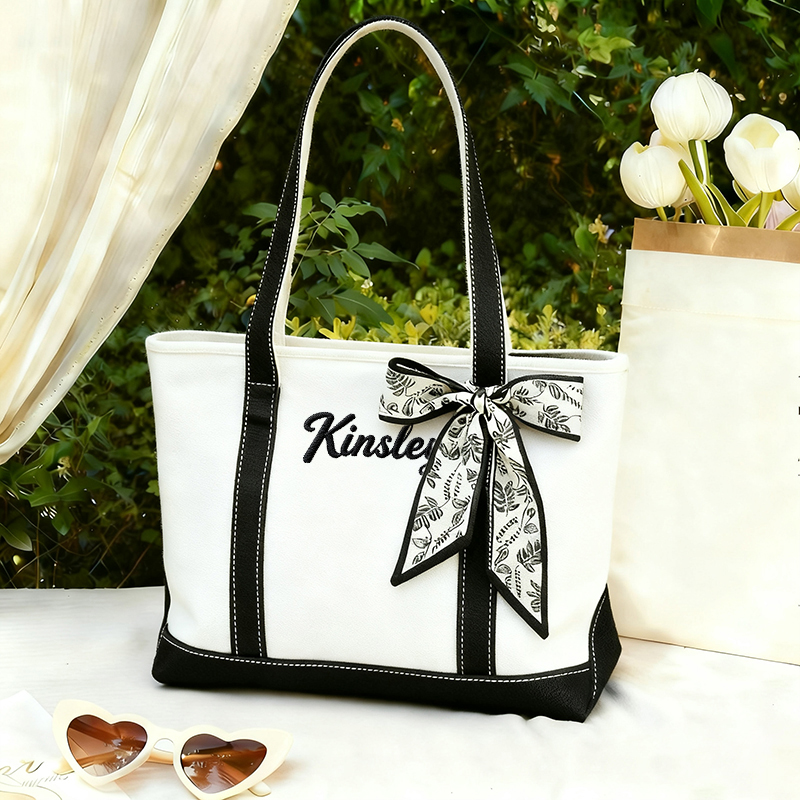 Personalized Embroidery Name Teacher Canvas Tote Bag