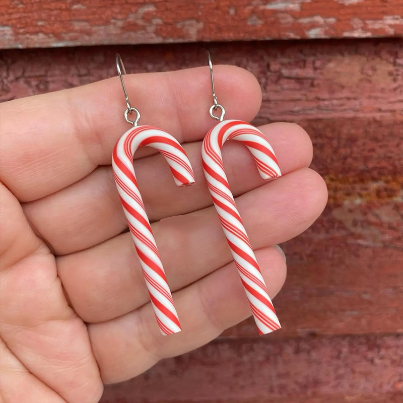 Candy Cane Polymer Clay Teacher Earrings