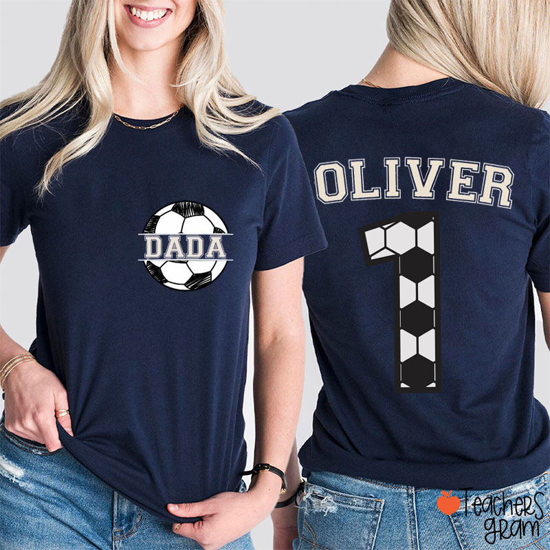 Personalized Matching Family Soccer Teacher Two Sided T-Shirt