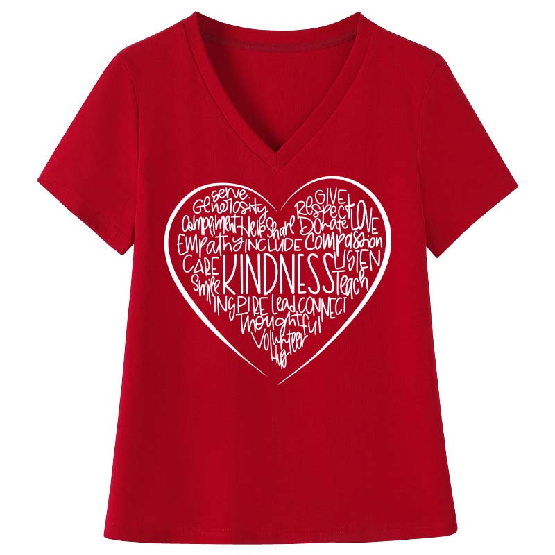 Kindness Teach Smile Teacher Female V-Neck T-Shirt