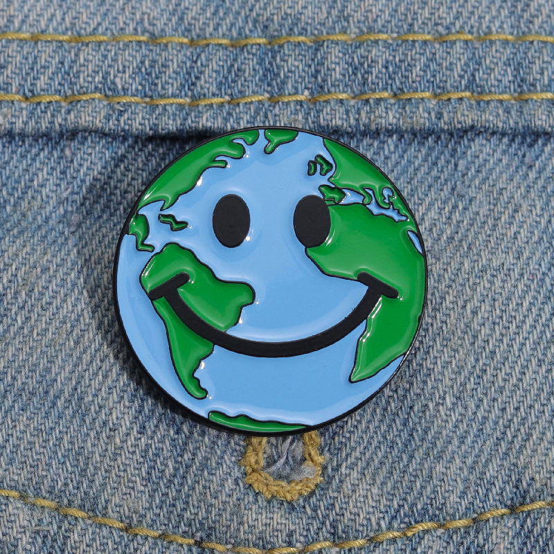 Protect The Earth Smiley Face Teacher Pin