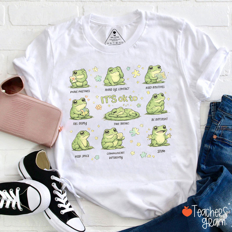 It's Ok To Make Mistakes Frog Teacher T-Shirt