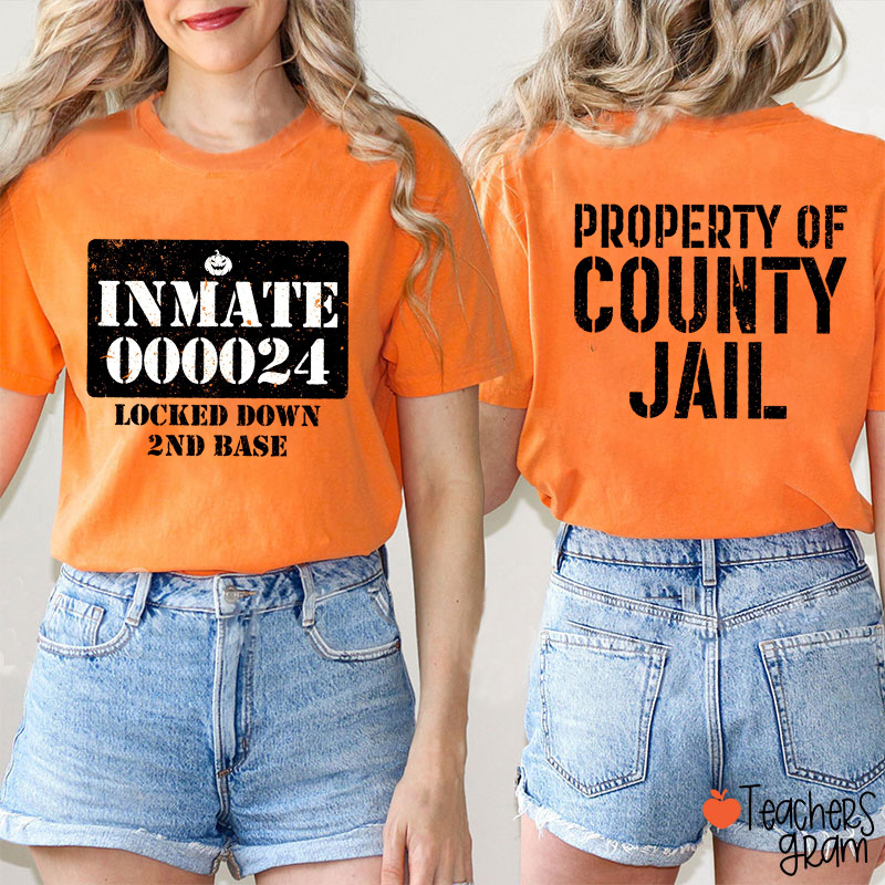 Personalized Sports Inmate Halloween Jersey Teacher Two Sided T-Shirt