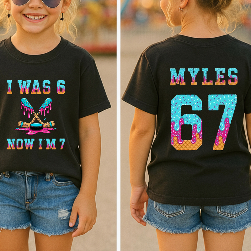 Personalized Sport 7th Birthday Six Seven Class Two Sided T-Shirt