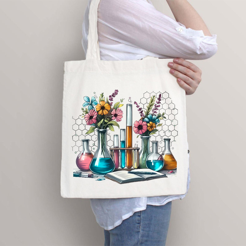 Floral Beakers Science Teacher Tote Bag