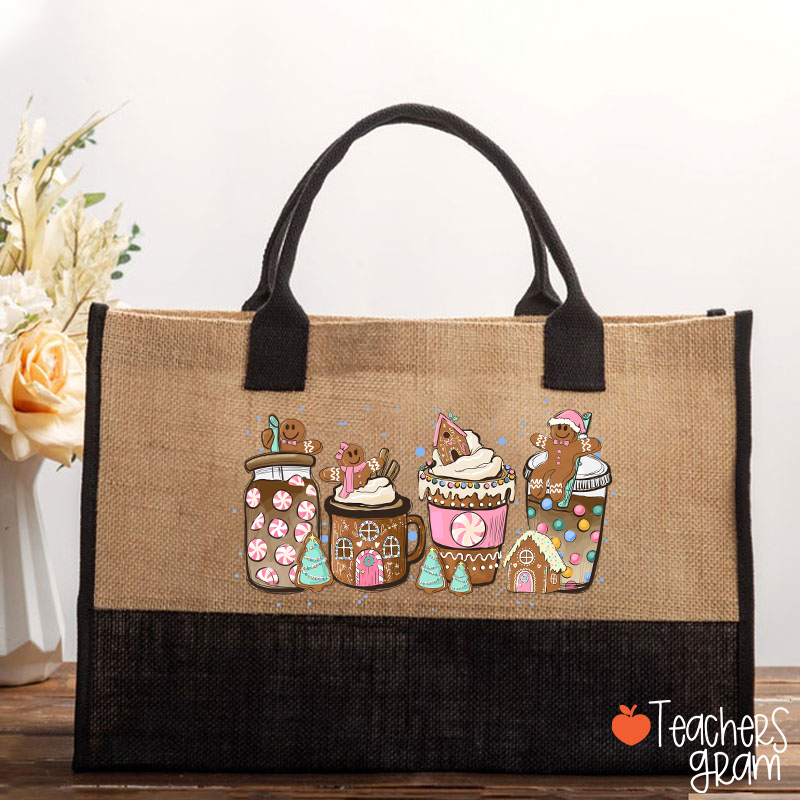 Gingerbread Christmas Coffee Christmas Teacher Cotton Tote Bag
