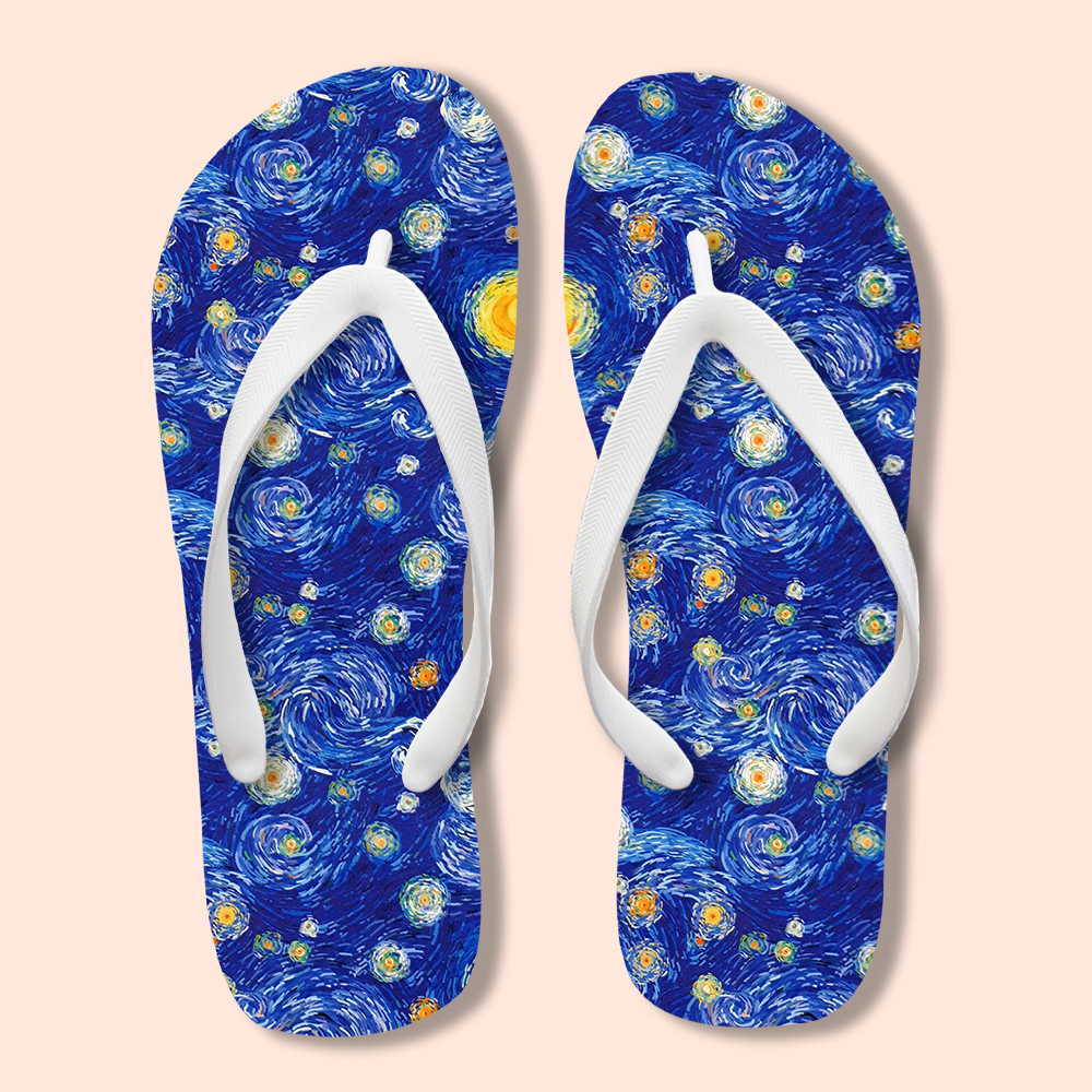 Night Of Stars And Moon Teacher Flip Flops