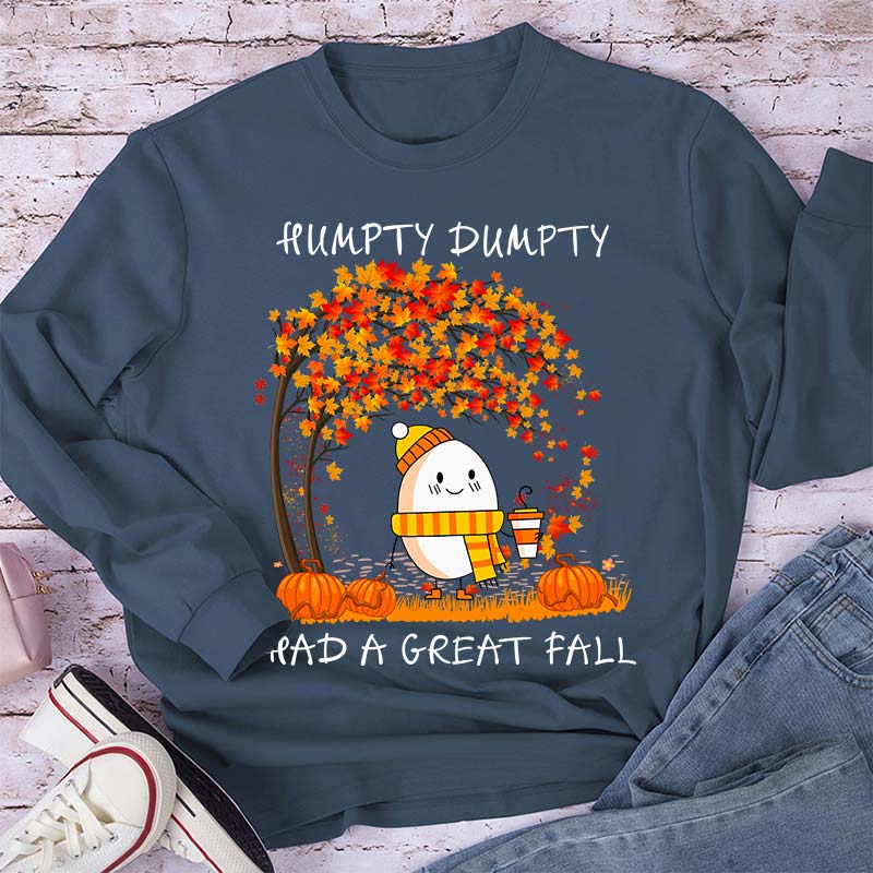 Humpty Happy Autumn Happy Fall Teacher Long Sleeve T-Shirt