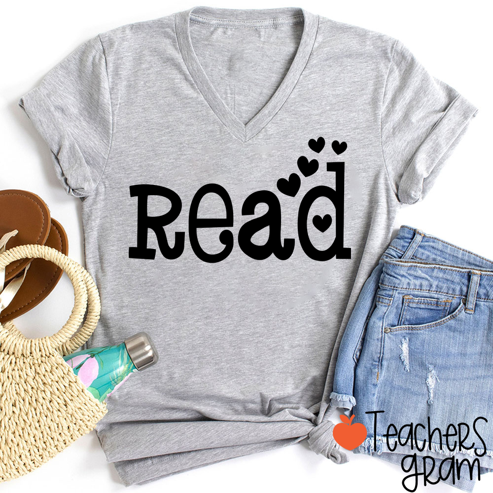 Read Teacher Female V-Neck T-Shirt