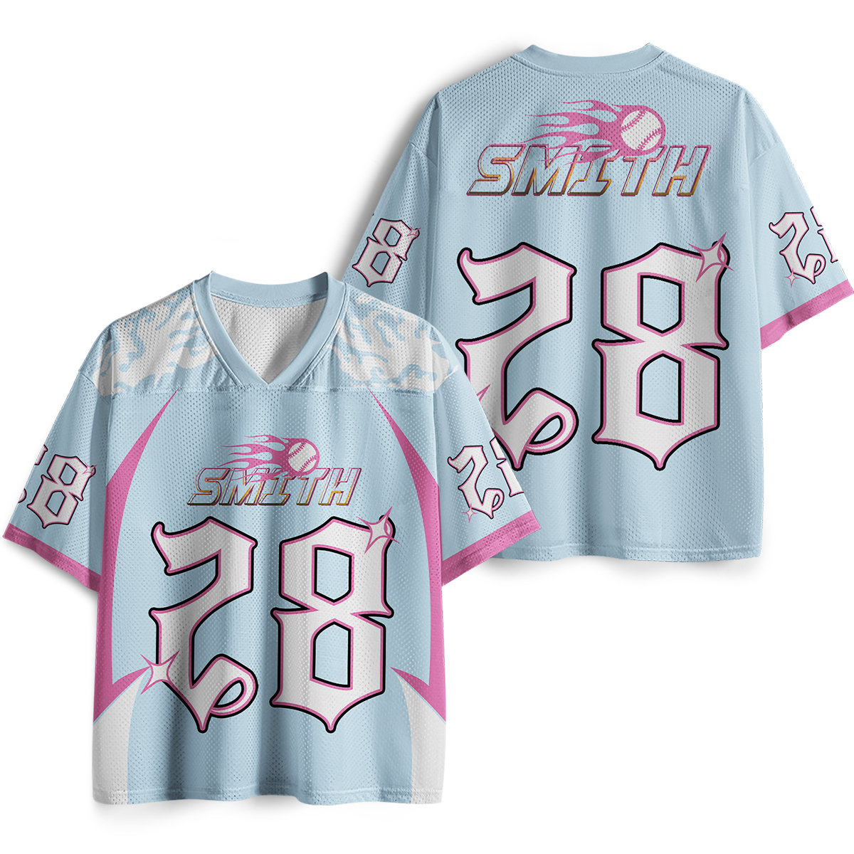 Personalized Name And Grade Flame Baseball Teacher Mesh Jersey