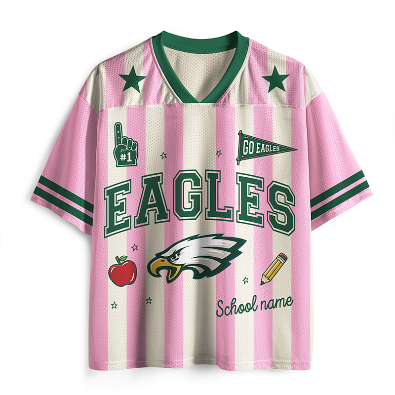 Personalized Mascot Name And School Name Stripe Teacher Mesh Jersey