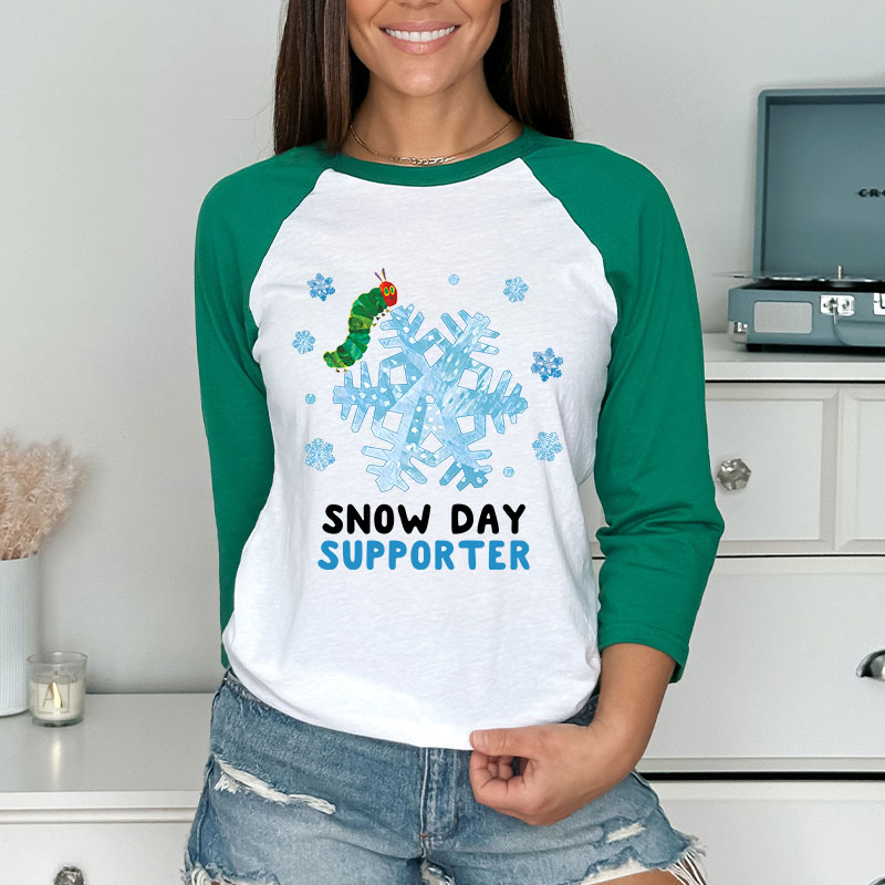 Snow Day Supporter Teacher Raglan Long Sleeve T-Shirt