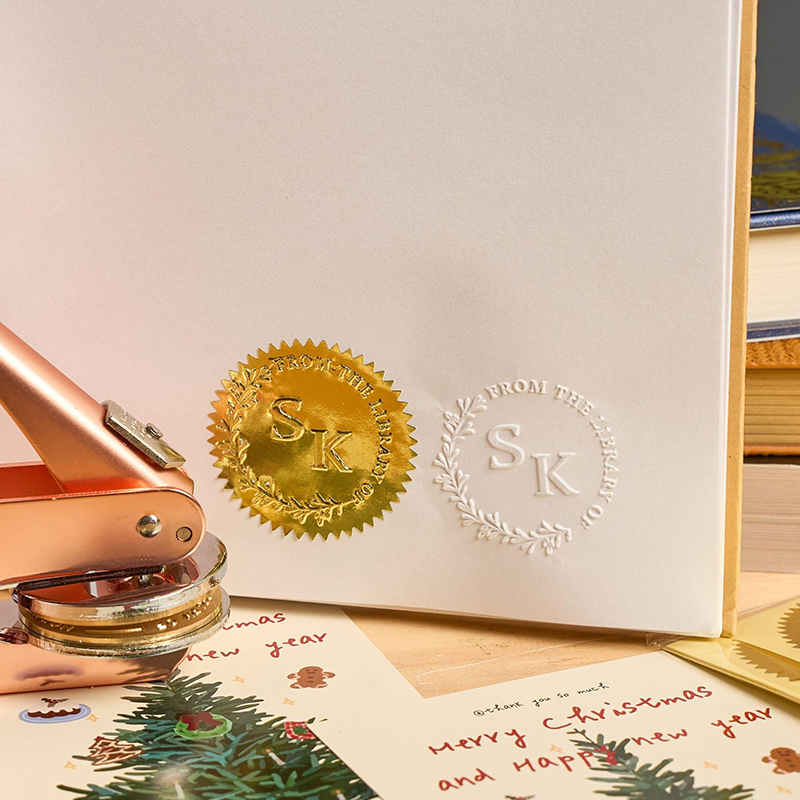 Personalized Initials Book Lover Teacher Embosser