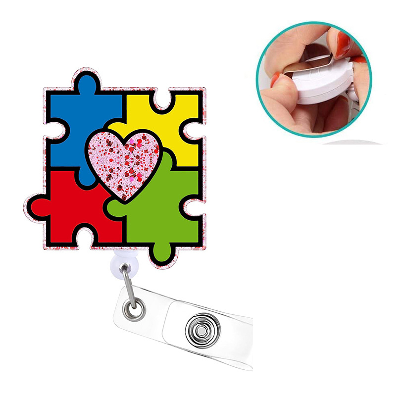 Autism Awareness Love Teacher Badge Reel