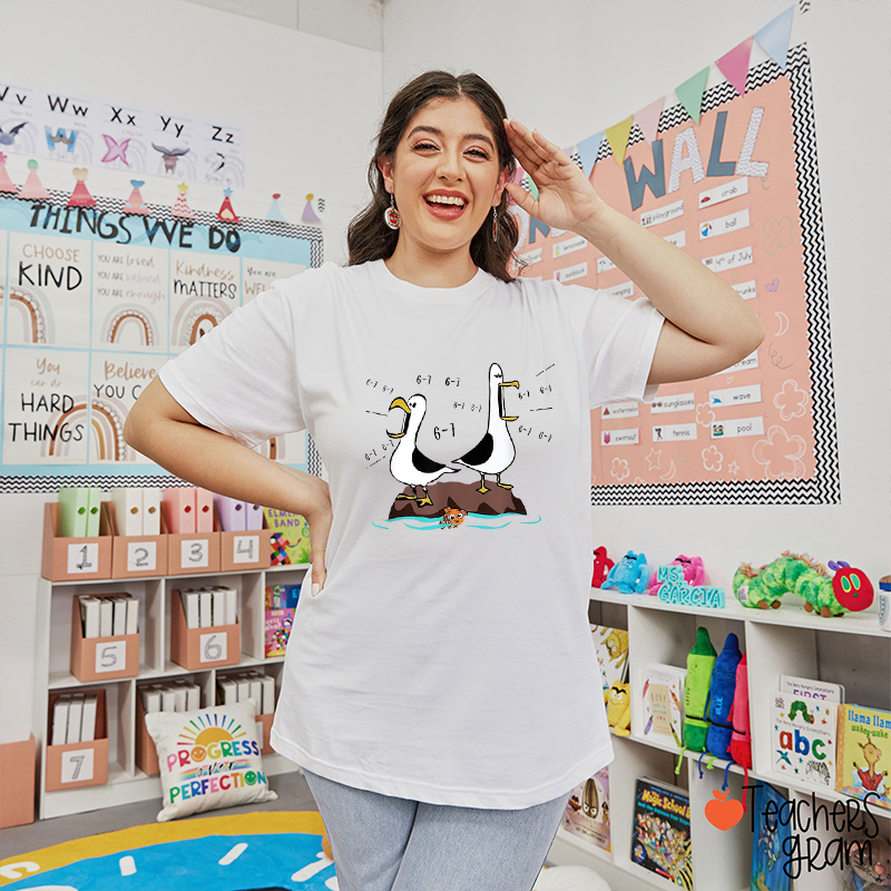 Funny Nemo Seagulls Six Seven Trend Teacher T-Shirt