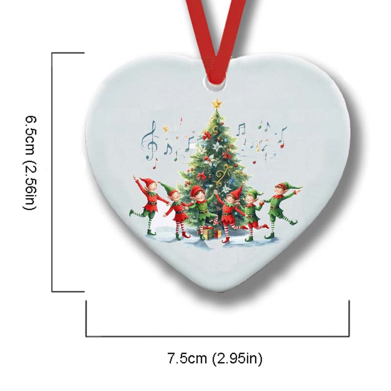Elves Dancing Around The Christmas Tree Teacher Ceramic Christmas Ornament