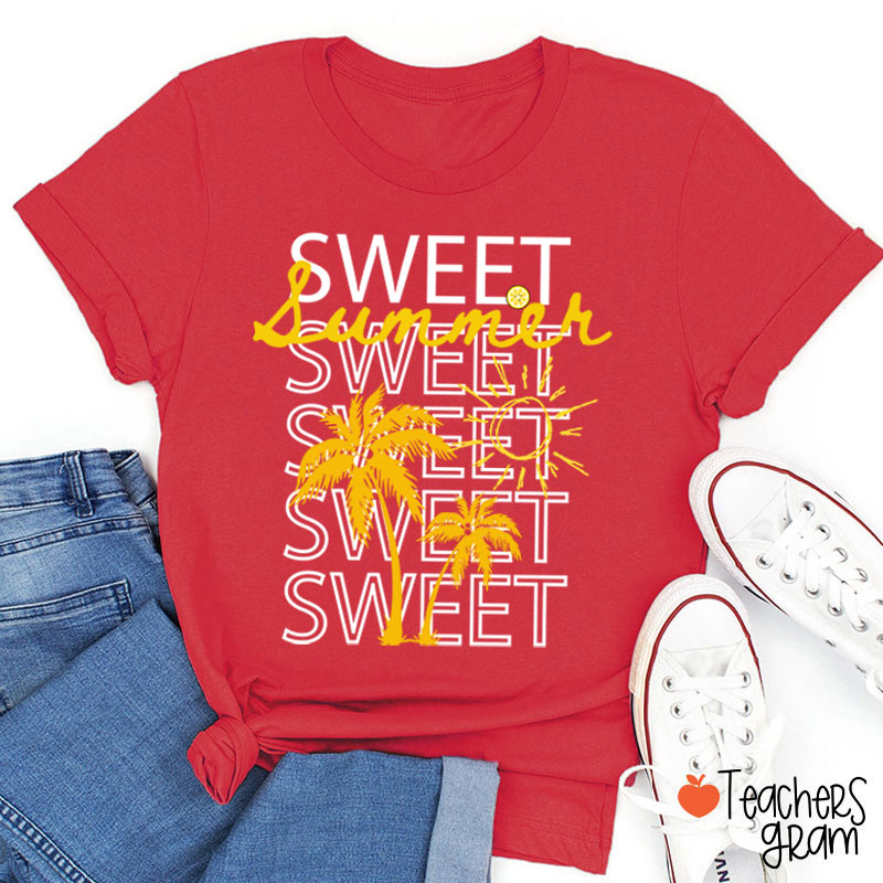 Sweet Summer Coconut Tree And Sunshine Teacher T-Shirt
