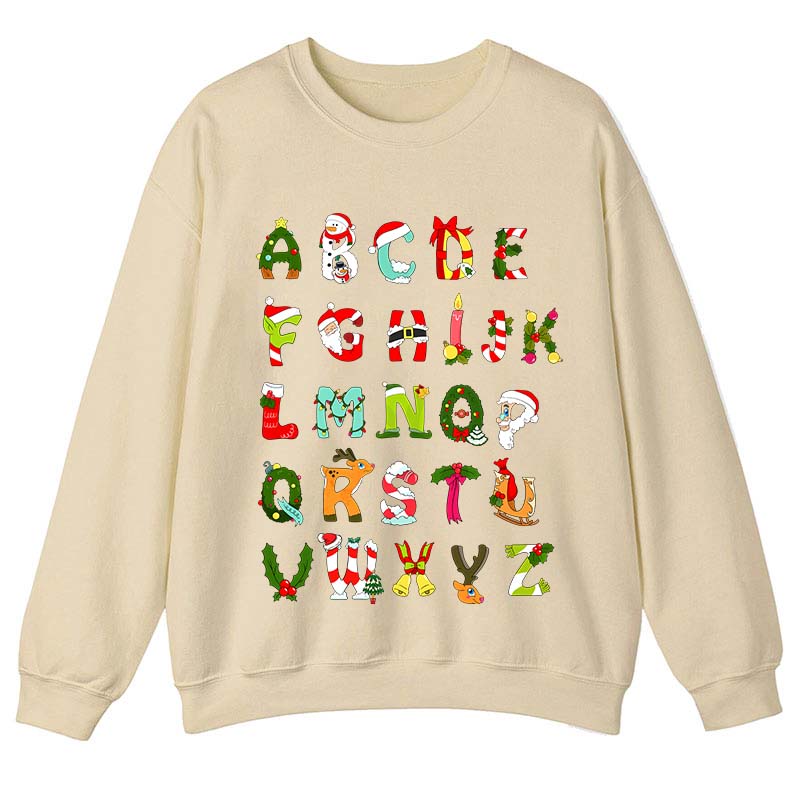 Christmas Alphabet All The Cute Things In Christmas Teacher Sweatshirt