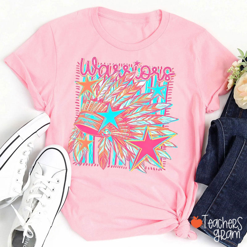 Personalized Mascot School Spirit Retro Neon Gradient Teacher T-Shirt