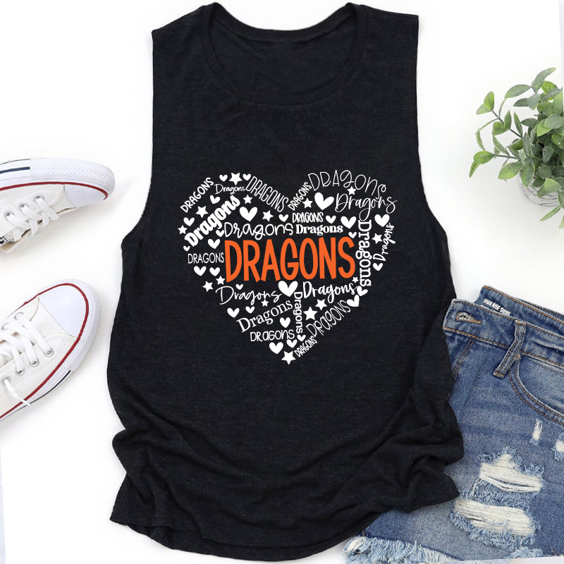Personalized Mascot Heart Teacher Tank Top