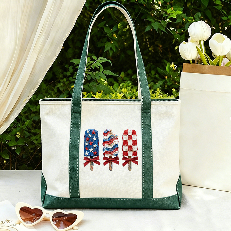 Patriotic Popsicle Teacher Canvas Tote Bag