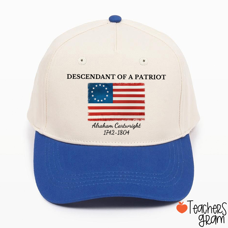 Descendant Of A Patriot Abraham Cartwright 1742-1804 Teacher Baseball Cap