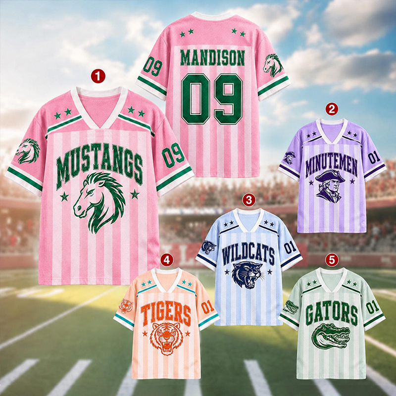 Personalized Mascot And Name Preppy Stripes Game Day Teacher Mesh Jersey