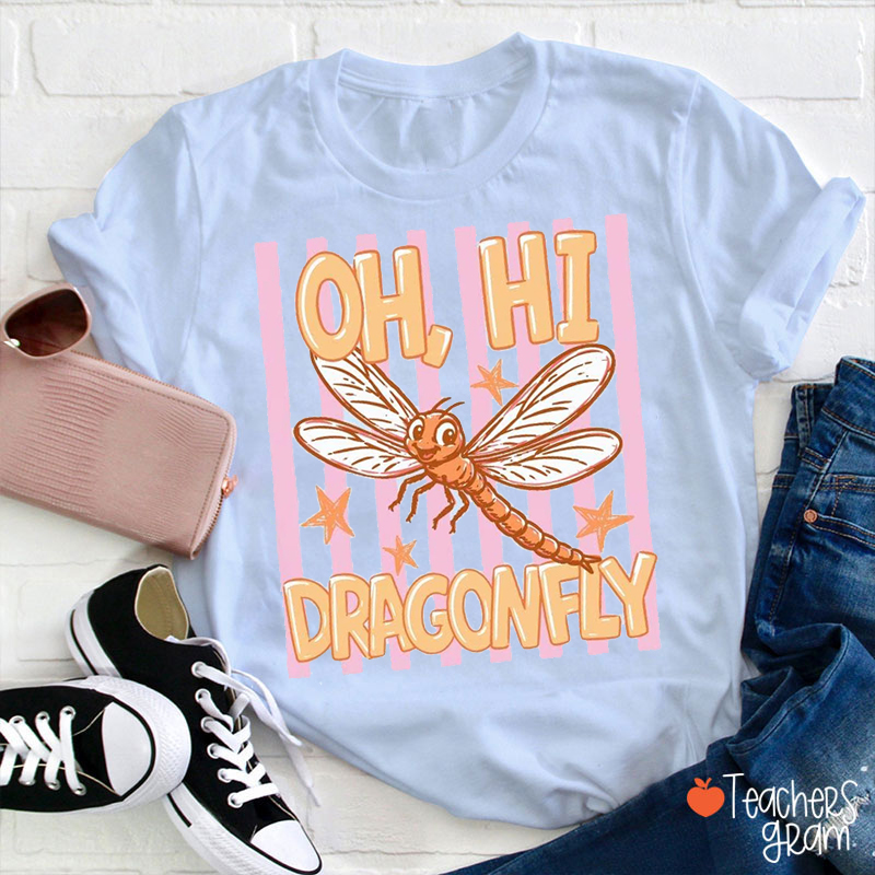 Personalized Retro Cute Animal Striped Frame Teacher T-Shirt
