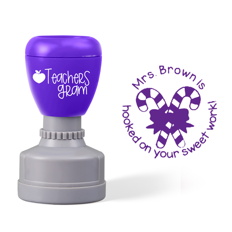 Personalized Name Hooked On Your Sweet Work Teacher Stamp