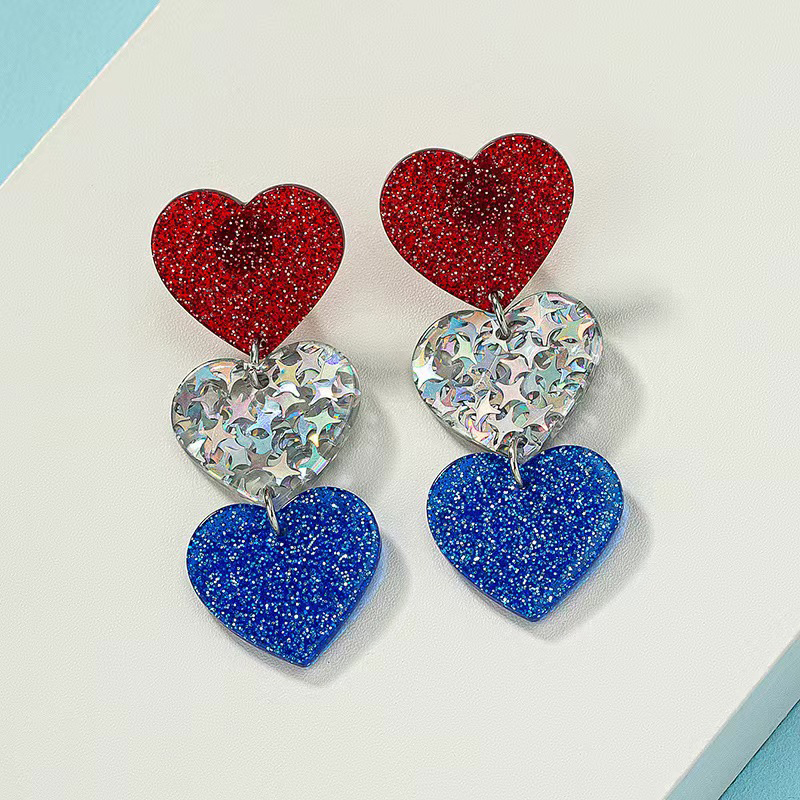 Red White And Blue Independence Day Teacher Acrylic Earrings