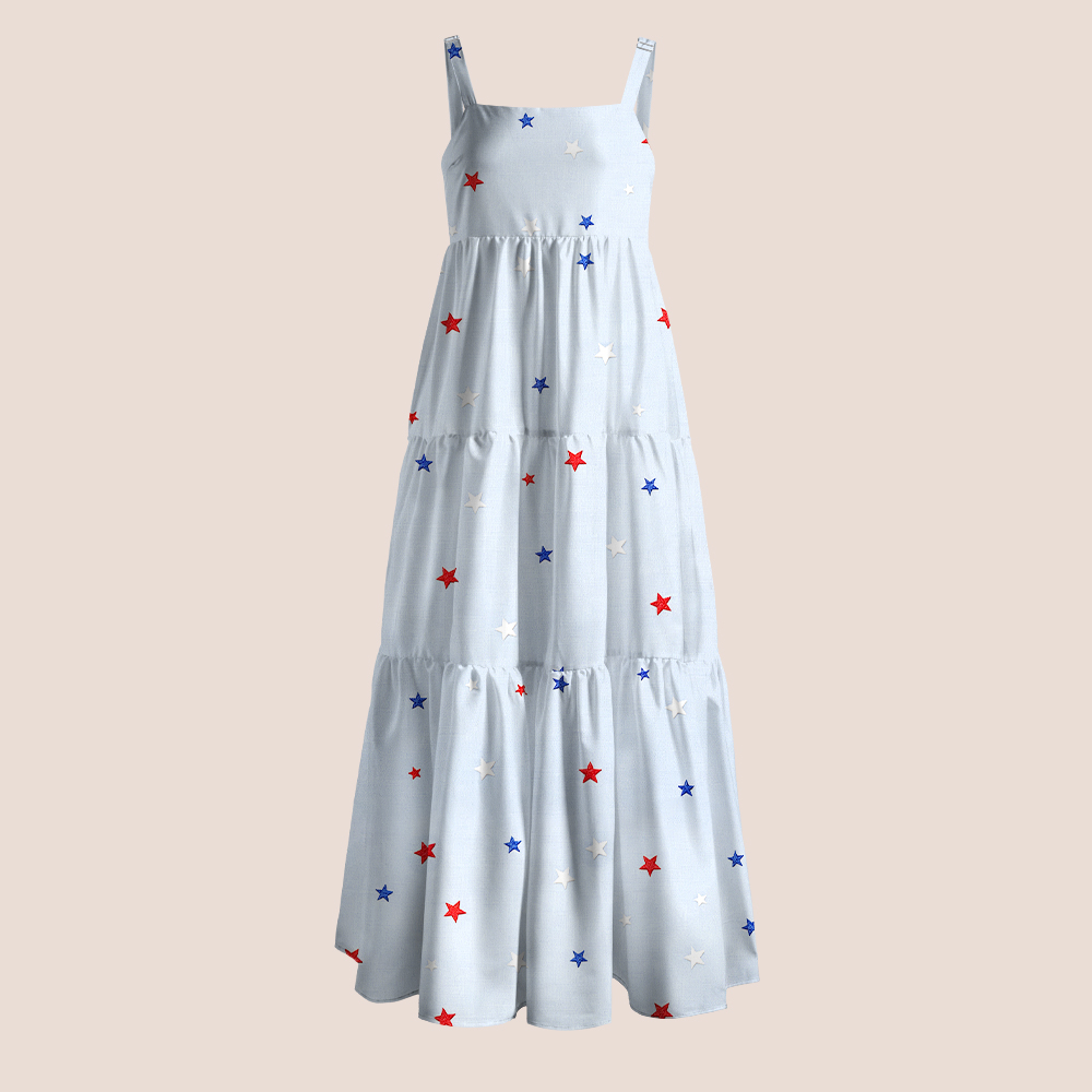 Red And Blue Stars Teacher Slip Dress