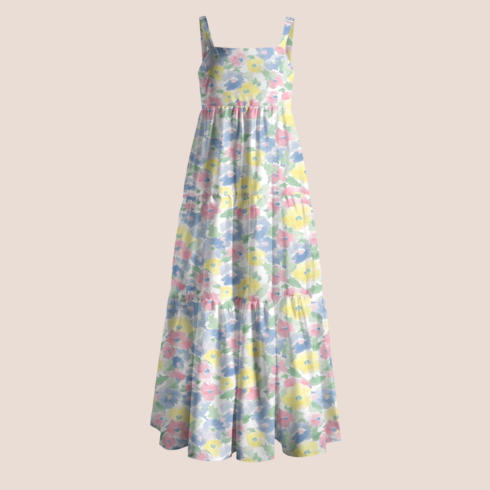 Pastel Watercolor Floral Teacher Slip Dress