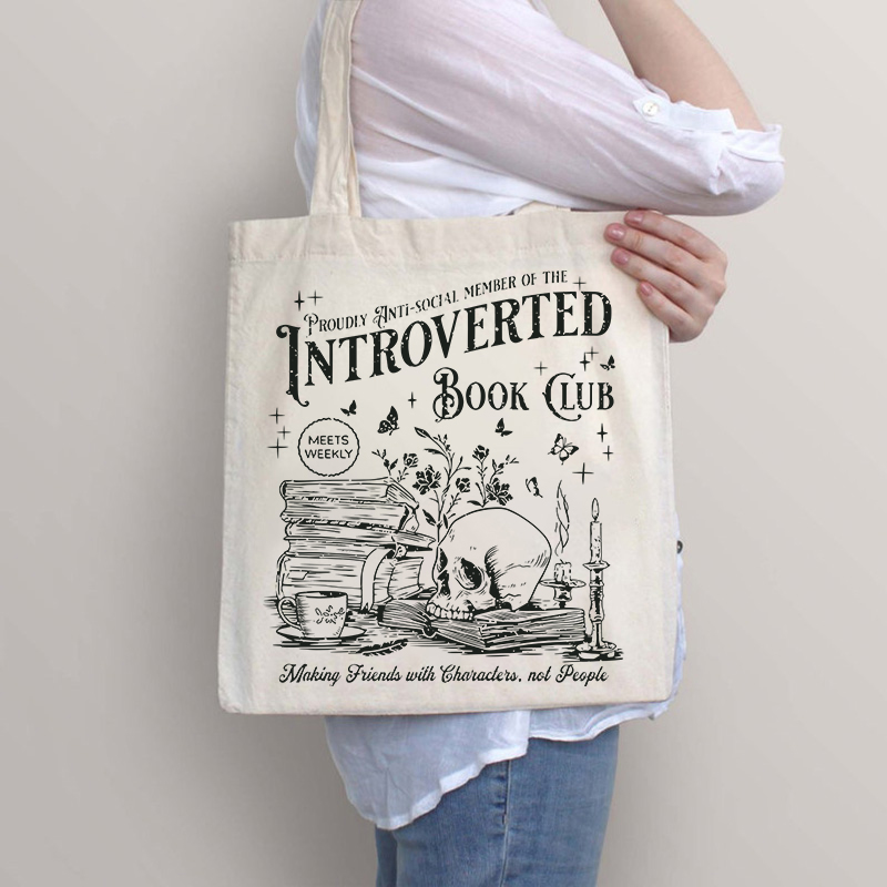 Introverted Book Club Teacher Tote Bag