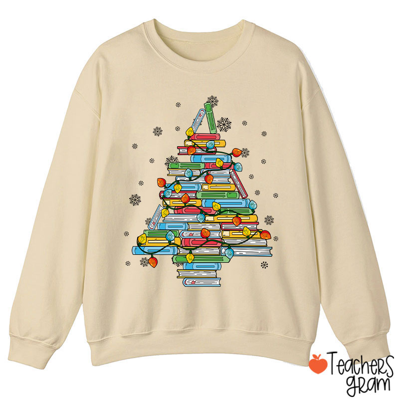 Christmas Books Tree Teacher Sweatshirt
