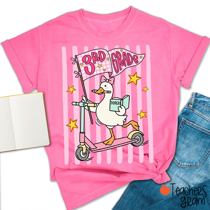 Personalized Grade Scooter Silly Goose Teacher T-Shirt