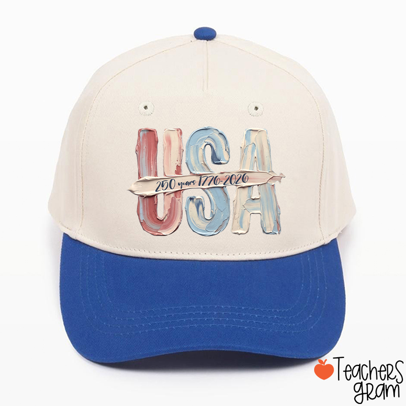 Watercolor USA 250 Years Teacher Baseball Cap
