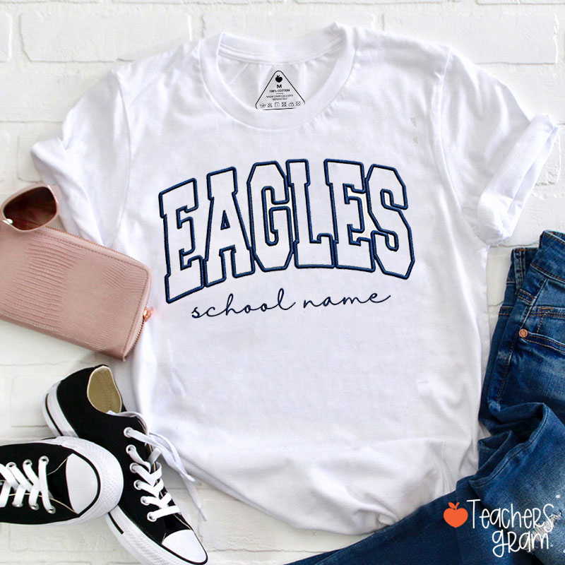 Personalized Mascot And School Spirit Embroidered Teacher T-Shirt