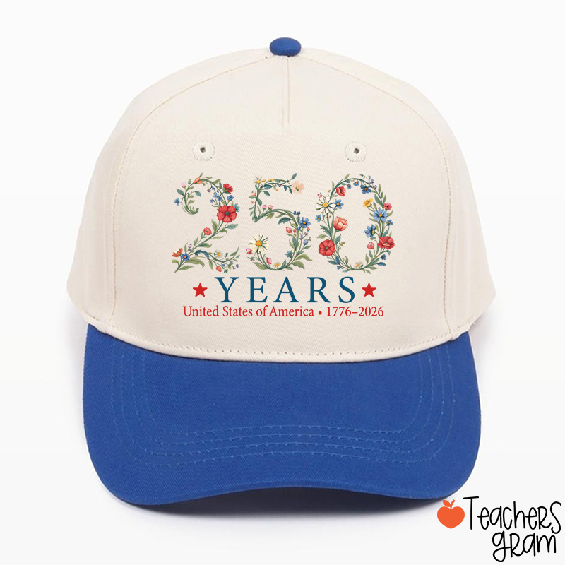 USA 250th Anniversary Floral Teacher Baseball Cap