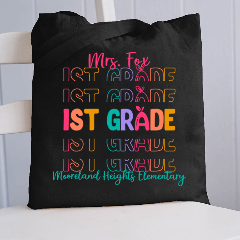 Personalized Colorful Apple Teacher Tote Bag