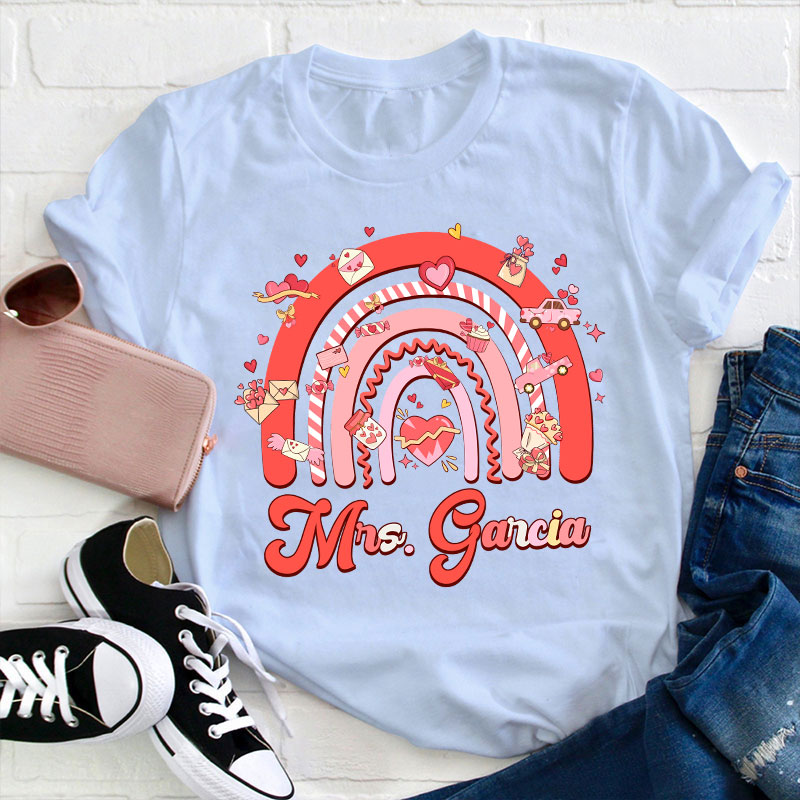 Personalized Love Rainbow Teacher T-Shirt
