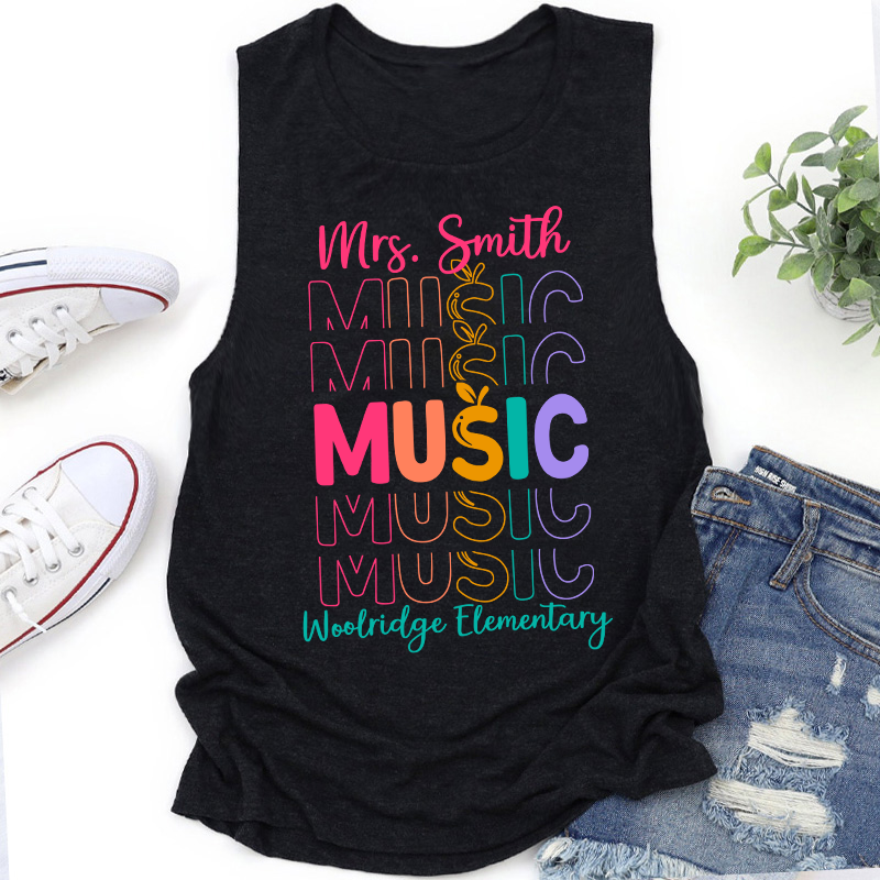 Personalized Colorful Apple Teacher Tank Top